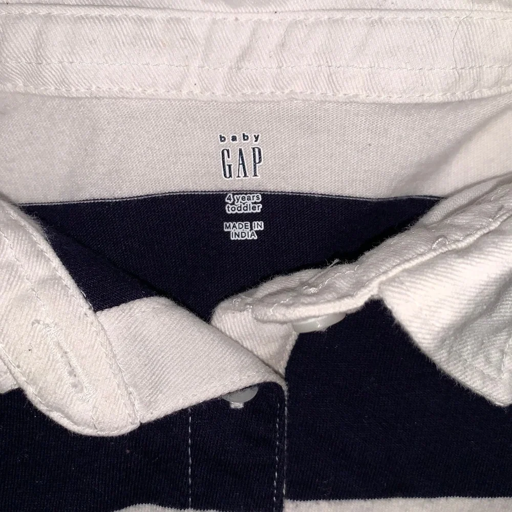 Baby Gap Toddler‎ Boys Rugby Prep Top Navy Blue White Striped Polo Shirt Size 4T